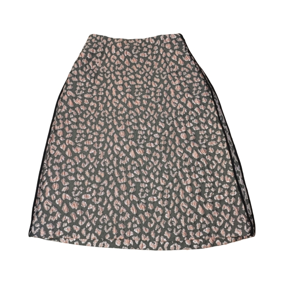 Metallic Leopard Jacquard A-Line Skirt โ Rose Gold & Black, Textured Statement - Picture 10 of 11